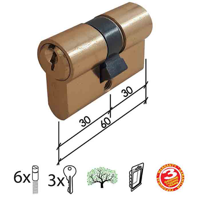 Slika Cilindar za vrata CL2036 Mat Ms 60mm(30-30) 3K DBP1    3398017